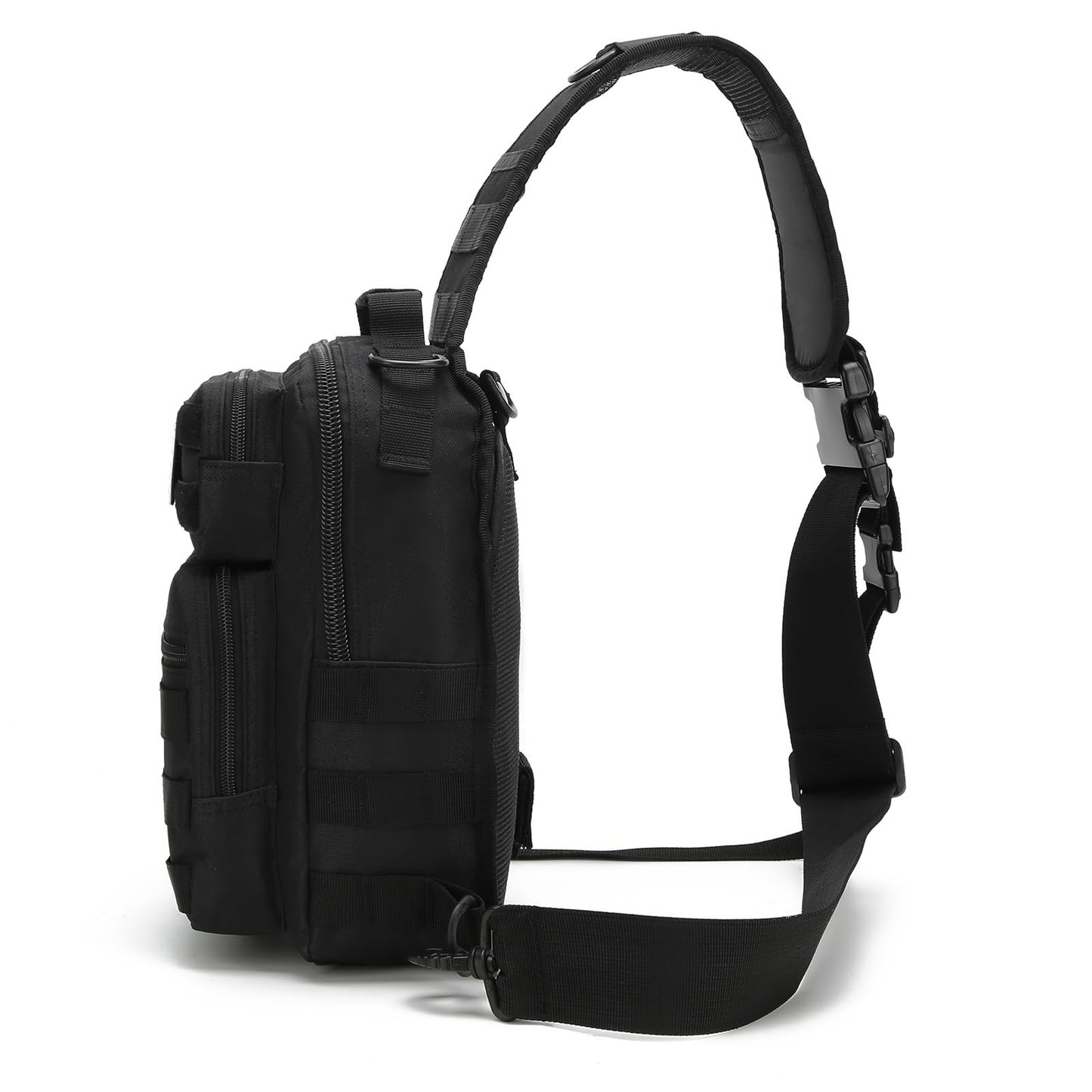 aYrap Tactical Sling Bag for men, Shoulder Backpack Molle Assault Range Bags Chest Pack Day Pack Crossbody Bag (Black)