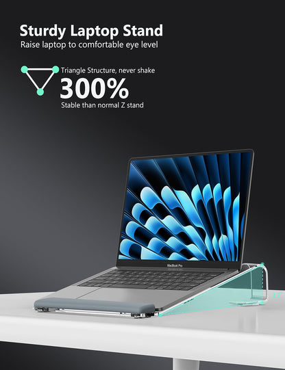 JCZT Clear Acrylic Laptop Stand for Desk, with Wrist Rest, Ergonomic Detachable Mount Compatible with 10-17'' All Laptops Such as MacBook Air Pro/HP/Dell/Lenovo