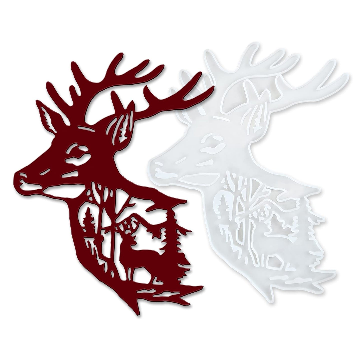 Deer Wall Hanging Resin Silicone Mold, Deer Antlers Epoxy Casting Mold for Wall Decor, DIY Christmas Elk Door Art Home Party Unique Decoration