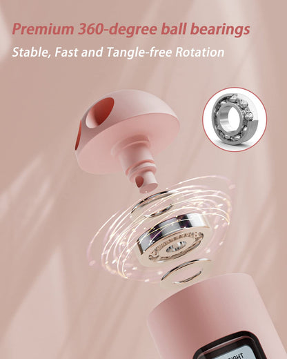 YOTTOY Cordless Jump Rope with Counter - Ropeless Jump Rope 2 In 1 with Large Cordless Ball-Weighted Jump Rope for Women with LCD Display (Pink)