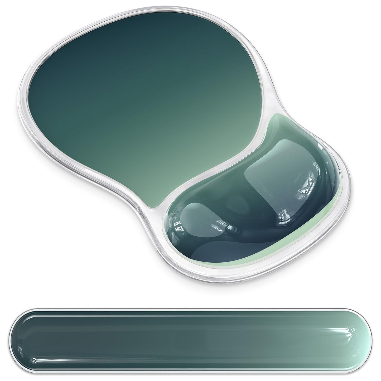 AKIT Ergonomic Mouse Pad with Wrist Rest& Keyboard Wrist Rest, Wrist Rest for Computer Keyboard, Pain Relief, Non-Slip Gel Base, Mousepad Wrist Support for Gaming, Office, Waterdrop Shaped Green