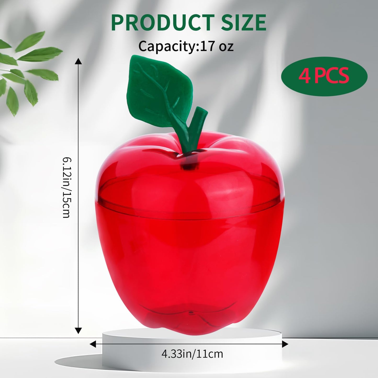 4 Pack Large Red Apple Container,Back To School Teacher Appreciation Gifts,Teacher Gifts Mother Day Gift,Plastic Apple Boxes Filling Containers,Candy Jar Classroom Wedding Valentine Day Party Decor