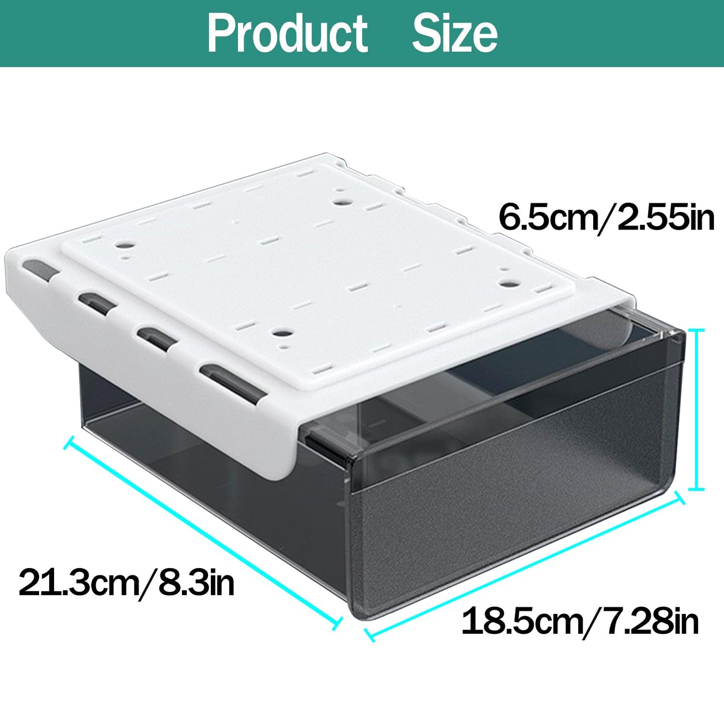 SVNNELP Under Desk Table Drawer Storage Organizer Slide Out, Attachable Hidden Self-Adhesive Under Desk Pencil Tray Drawer for Office/Classroom/Home (Clear Black/M)