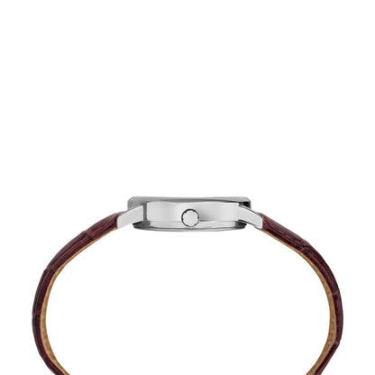 Timex Women's Easy Reader 30mm Watch – Silver-Tone Case Cream Dial with Brown Croco Leather Strap
