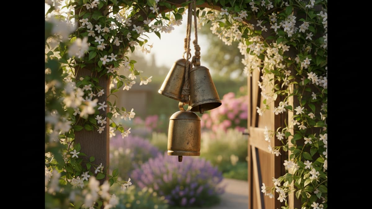 Cow Bells Huge Vintage Handmade Rustic Lucky Christmas Hanging Cone Bells, Round Bells Set of 3
