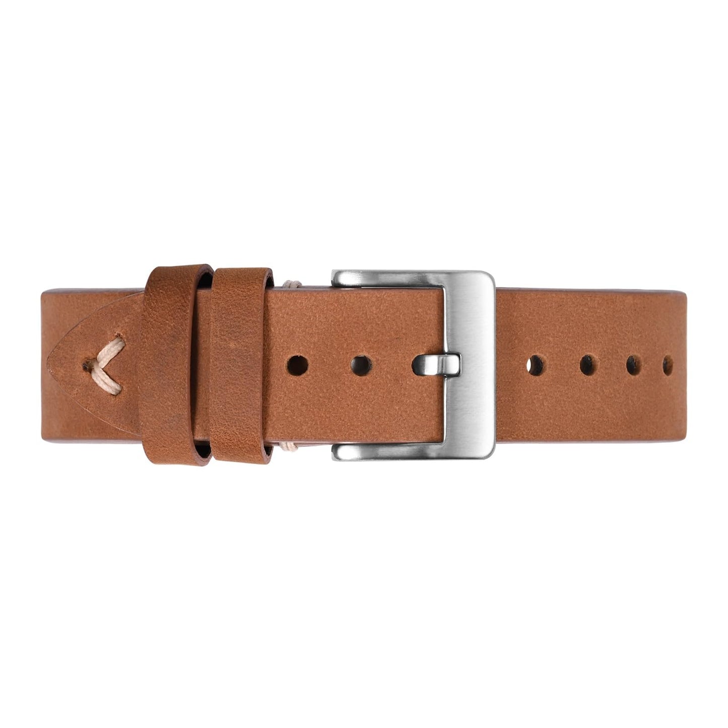 BISONSTRAP Distressed Leather Watch Strap, Watch Replacement Bands for Men, Quick Release Spring Bars, 20mm, Toffee Brown (Silver Buckle)