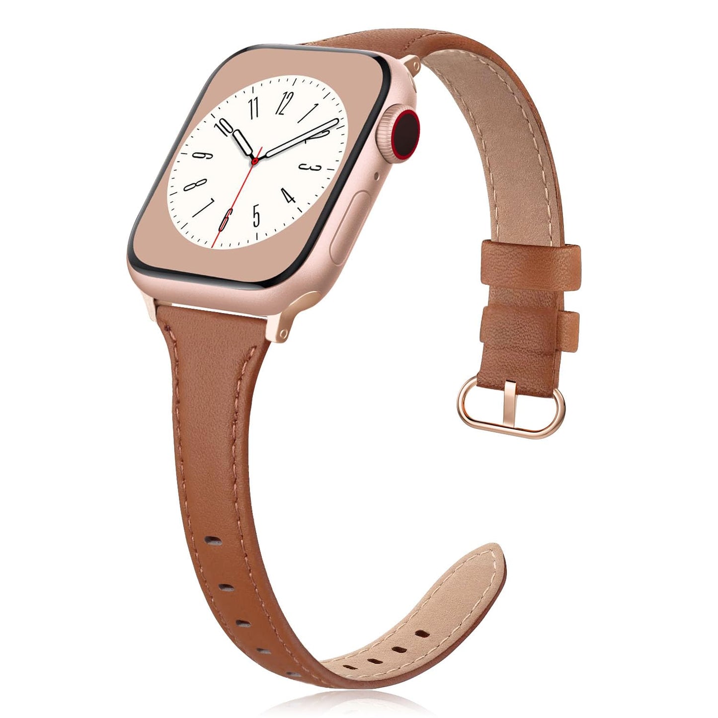 SWEES Slim Leather Band Compatible for Apple Watch 38mm 40mm 41mm 42mm Series 10, Slim Thin Elegant Top Grain Genuine Leather Strap Compatible for iWatch Series 10 9 8 7 6 5 4 3 2 1 SE Women