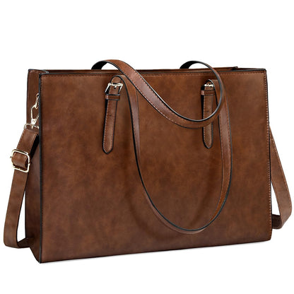 Laptop Bag for Women Waterproof Lightweight Leather 15.6 Inch Computer Tote Bag Business Office Briefcase Large Capacity Handbag Shoulder Bag Professional Office Work Bag