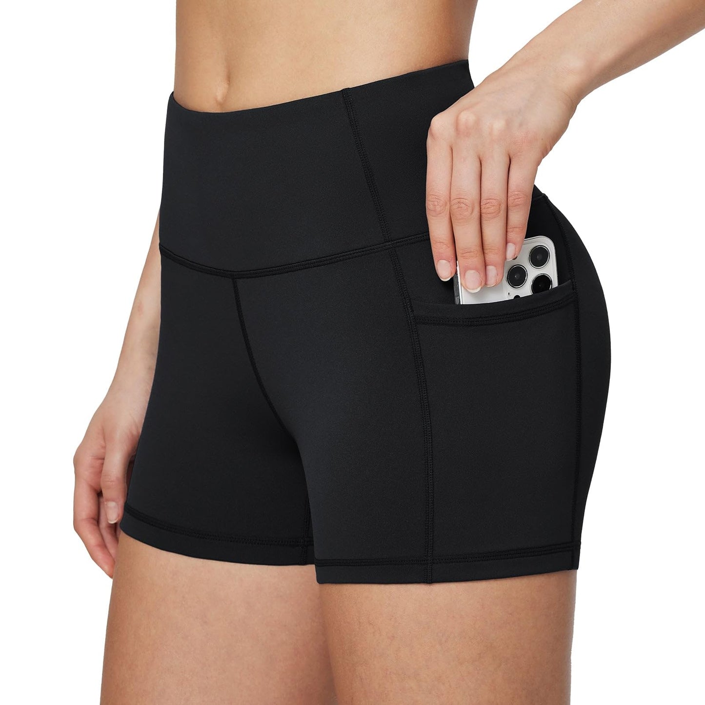 baleaf Biker Shorts Women Yoga Gym Workout Spandex Running Volleyball Tummy Control Compression with Pockets 5" Heather Purple XL