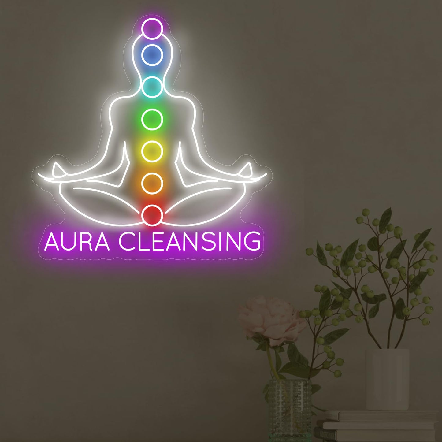 Aura Cleansing Neon Sign, Aura Clean Led Sign, Isha Yoga Neon Light, Meditation Led Light, Vipassana Wall Art, Mindfulness Home Wall, Pilates Studio Art Yoga Lover Gift, Psychic Chakras Healing Exercise