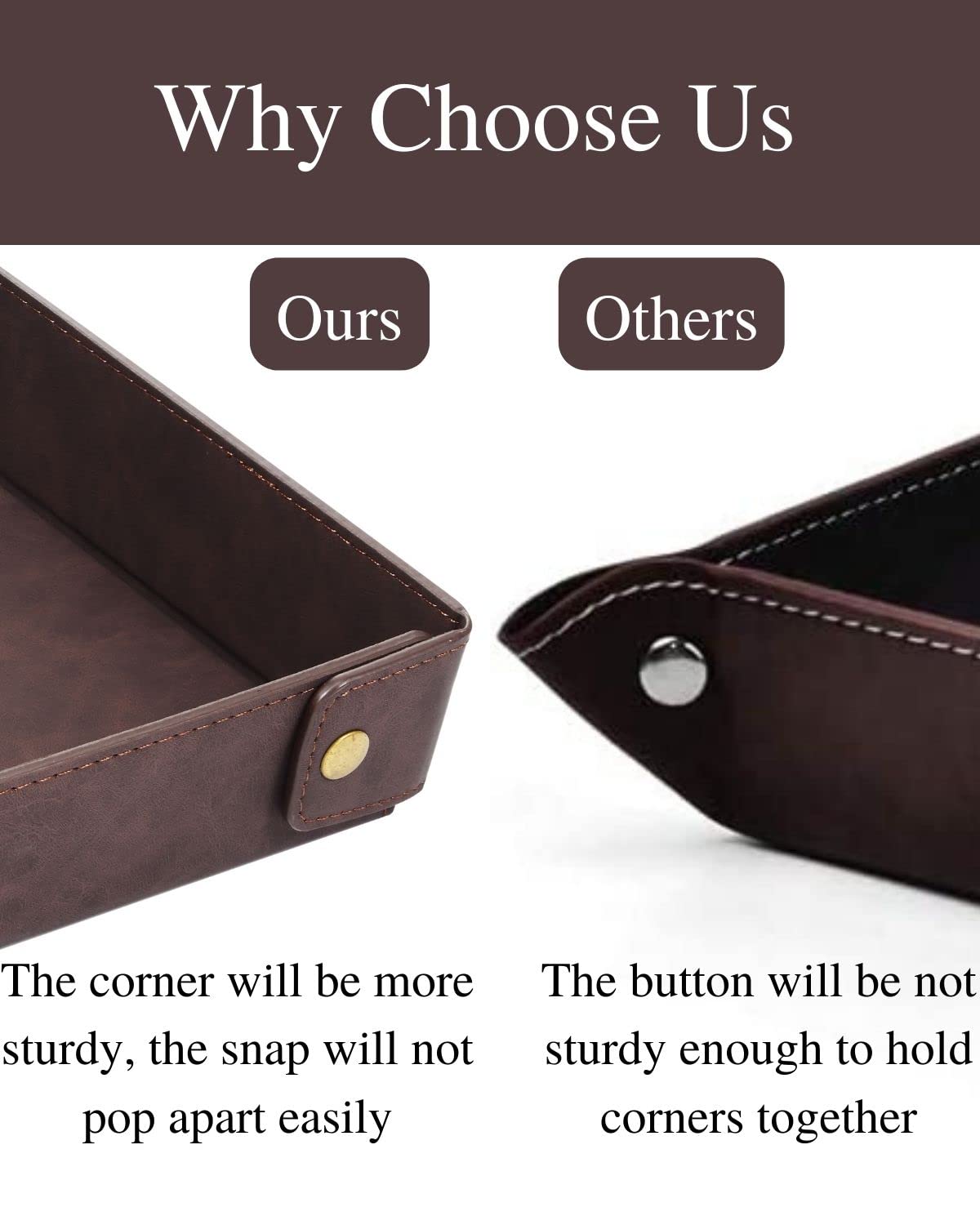 CASIRENA Faux Leather Valet Tray Organizer for Men - Catch-All Tray for Entryway Table Key, Wallet, Watch, Coin Change, Phone, Dresser EDC Dump Jewelry, Bedside Nightstand Desk-top Catchall