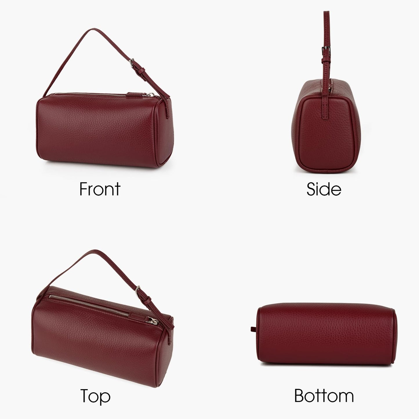 DONNAIN Premium Full-Grained Leather Crossbody Purses for Women, Hobo Bags for Women Crossbody with Adjustable Strap (Bordeaux, Small)