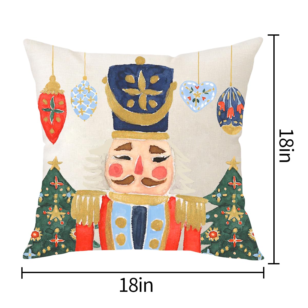 MFGNEH Christmas Pillow Covers 18x18 Merry Christmas Nutcracker Decoration Holiday Farmhouse Christmas Winter Decor Throw Cushion Case for Home Couch