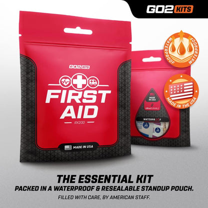 Go2Kits 38-Piece First Aid Kit 2.0, Basic Plus Emergency First Aid Kit for Home, Work & Travel, Red, 38 Pieces, 5-Pack (RX200)