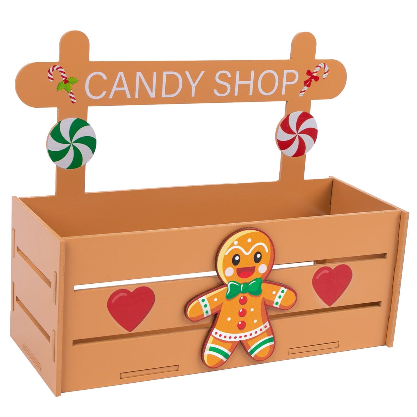 Tkifoda Christmas Candy Bowl Wooden Candy Dish Holders Gingerbread Serving Dish Holders Wood Serving Bowl Tableware for Table Desk Christmas Party House Decoration