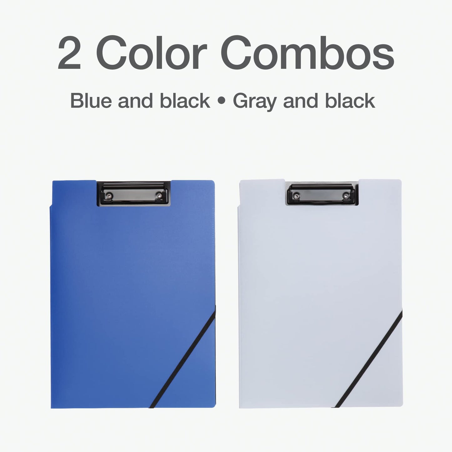 Oxford Clipboard Folio with Storage, 4 Pockets, Penholder, 2 Pack, 2 Color Combos (Gray/Black, Blue/Black), Great Nursing, Office, Classroom Clipboard (82177)