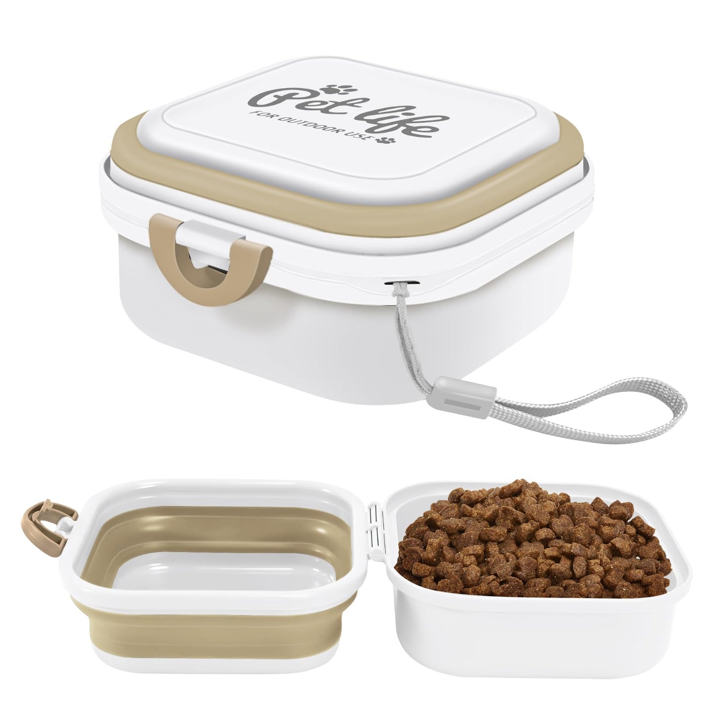 Collapsible Dog Water Bowl, Portable Dog Bowl for Traveling, 2-in-1 Pet Food and Water Feeder - Travel Dog Bowls with Lid for Walking, Traveling, Camping and Hiking