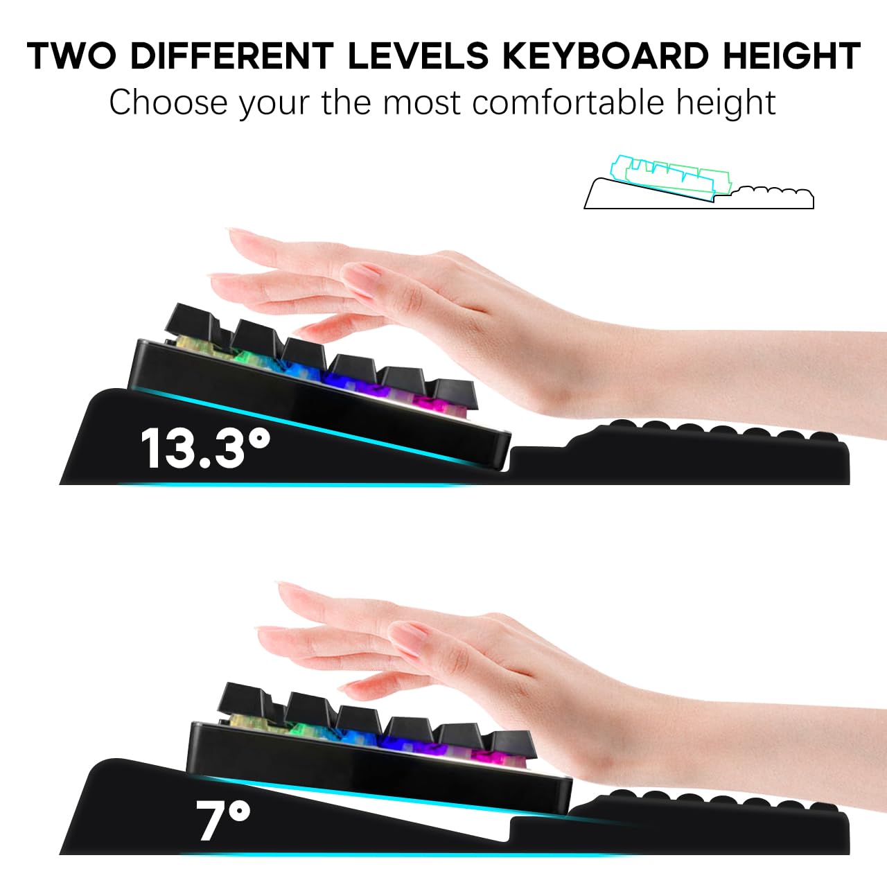 JIKIOU Keyboard Stand with Wrist Rest, Computer Keyboard Stand Pad with Non-Slip Base, Comfy Ergonomic Keyboard Riser Holder for Gaming Office Home 17.13x9.5 in Black
