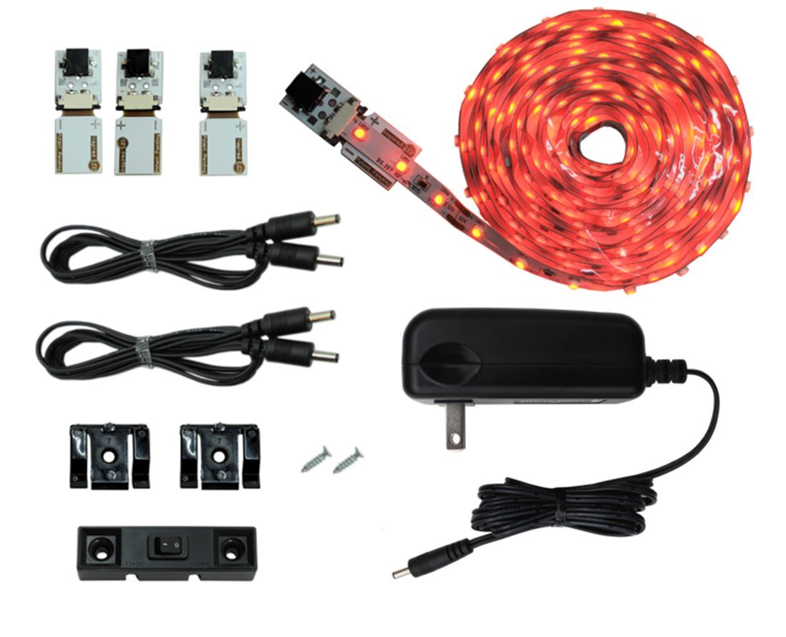 Inspired LED Cut and Connect LED Light Strips| Super Bright - 18 LEDs per Foot | RED | 9.5ft/ 3M | Flexible LED DIY Kit