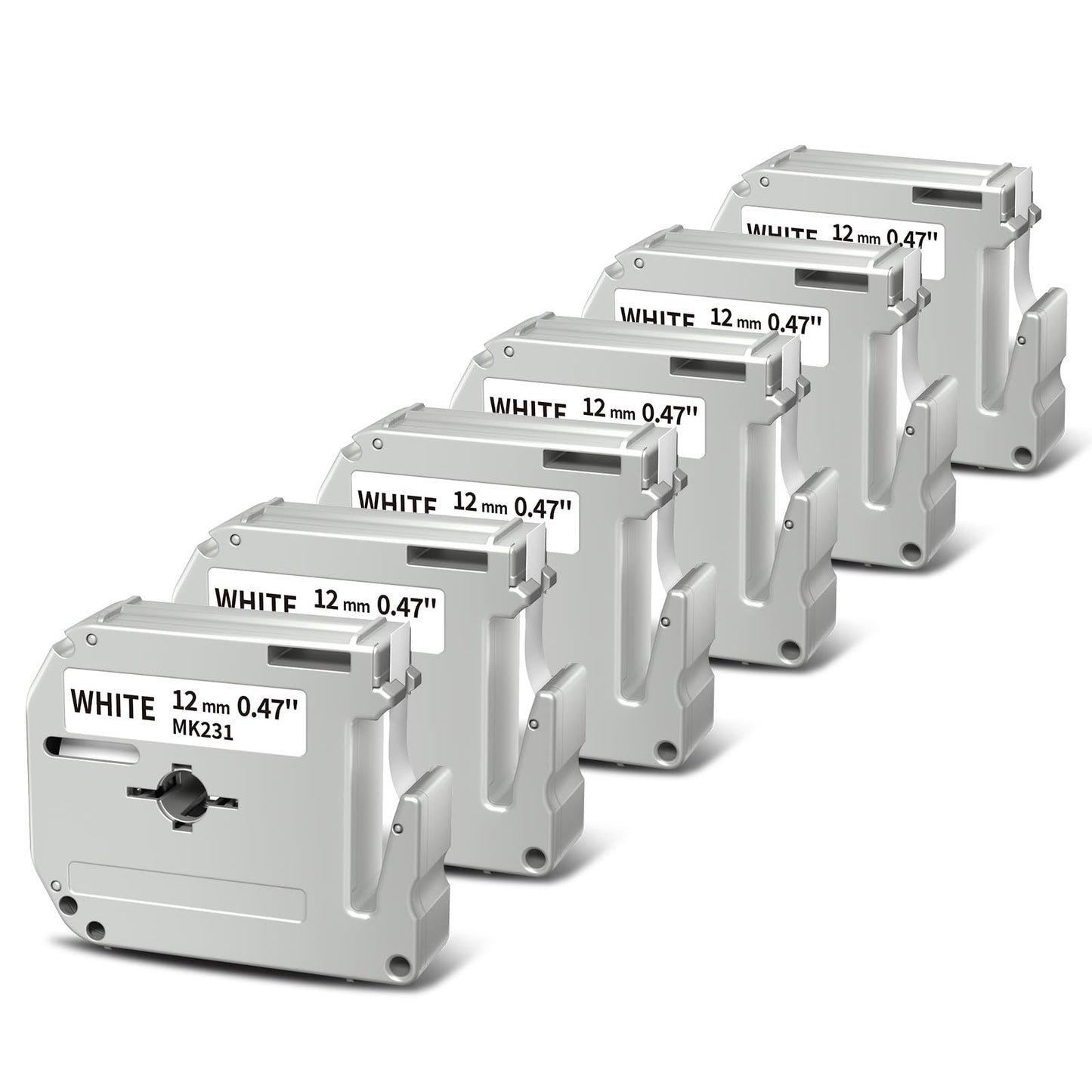 Colorty M-K231 12mm Label Tape Replace for Brother P Touch M Tape, MK231 M-K231S M231 1/2" 0.47" Black on White, for Brother PTouch Label Maker PT-M95 PT-90 PT-80 PT-70 PT-65 PT-45, 6 Pack