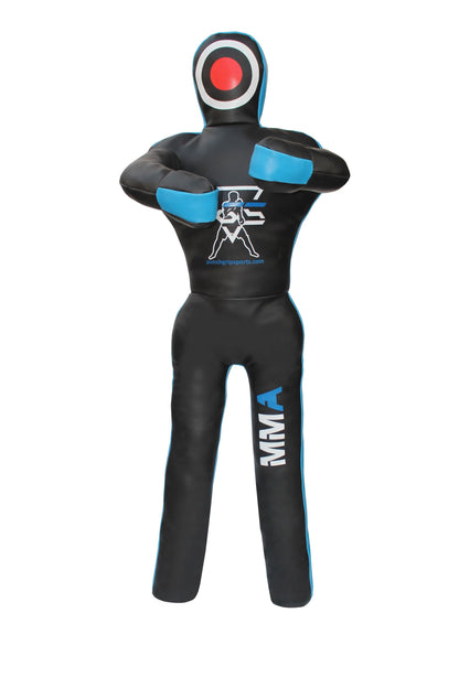 PGS MMA Grappling Dummy Judo Karate Punching Bag BJJ Wrestling Dummy Practice Martial Arts Boxing Standing Position Brazilian JIU Jitsu Submission Training - UNFILLED (Black Blue, 6FT - (70 Inches))