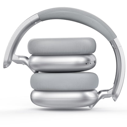 RORSOU C6 Active Noise Cancelling Headphones, Wireless Over Ear Bluetooth Headphones, 60H Playtime, Lightweight Folding Deep Bass Comfort Fit Ear Cups Headset with Mic for iPad/Travel/PC/Home Silver