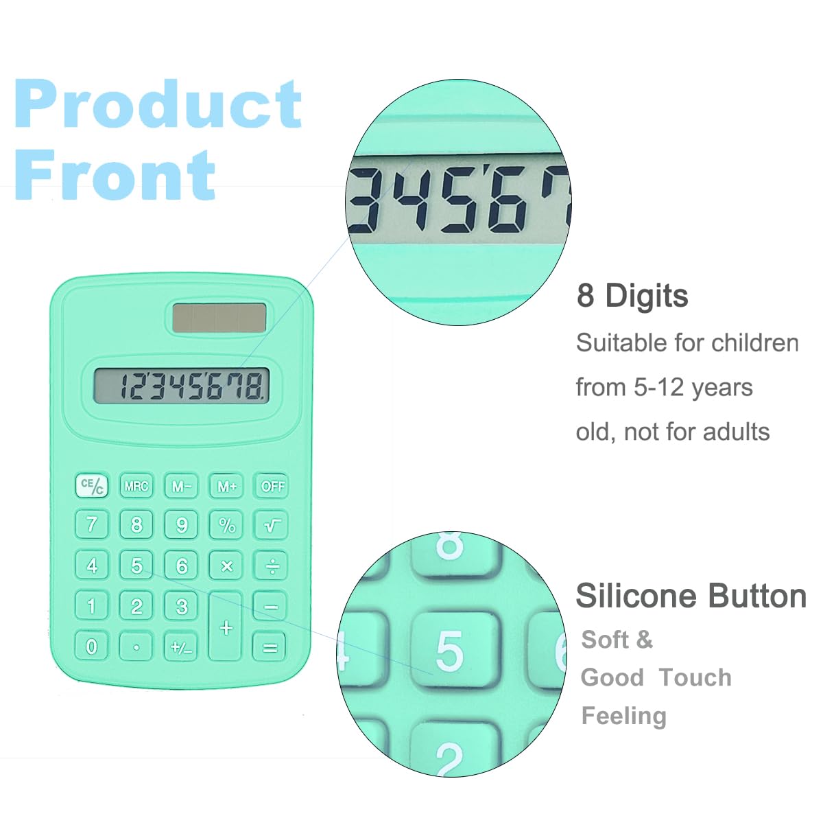 Basic Calculator, BESTWYA Calculators for Classroom with 8 Digit Silicone Button (4 Colors, Set of 8)