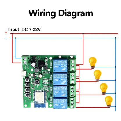 MHCOZY WiFi Wireless Smart Self-Lock Momentary Interlock Relay Switch,DIY WiFi App Bluetooth Remote Garage Door Opener Controller (4ch)