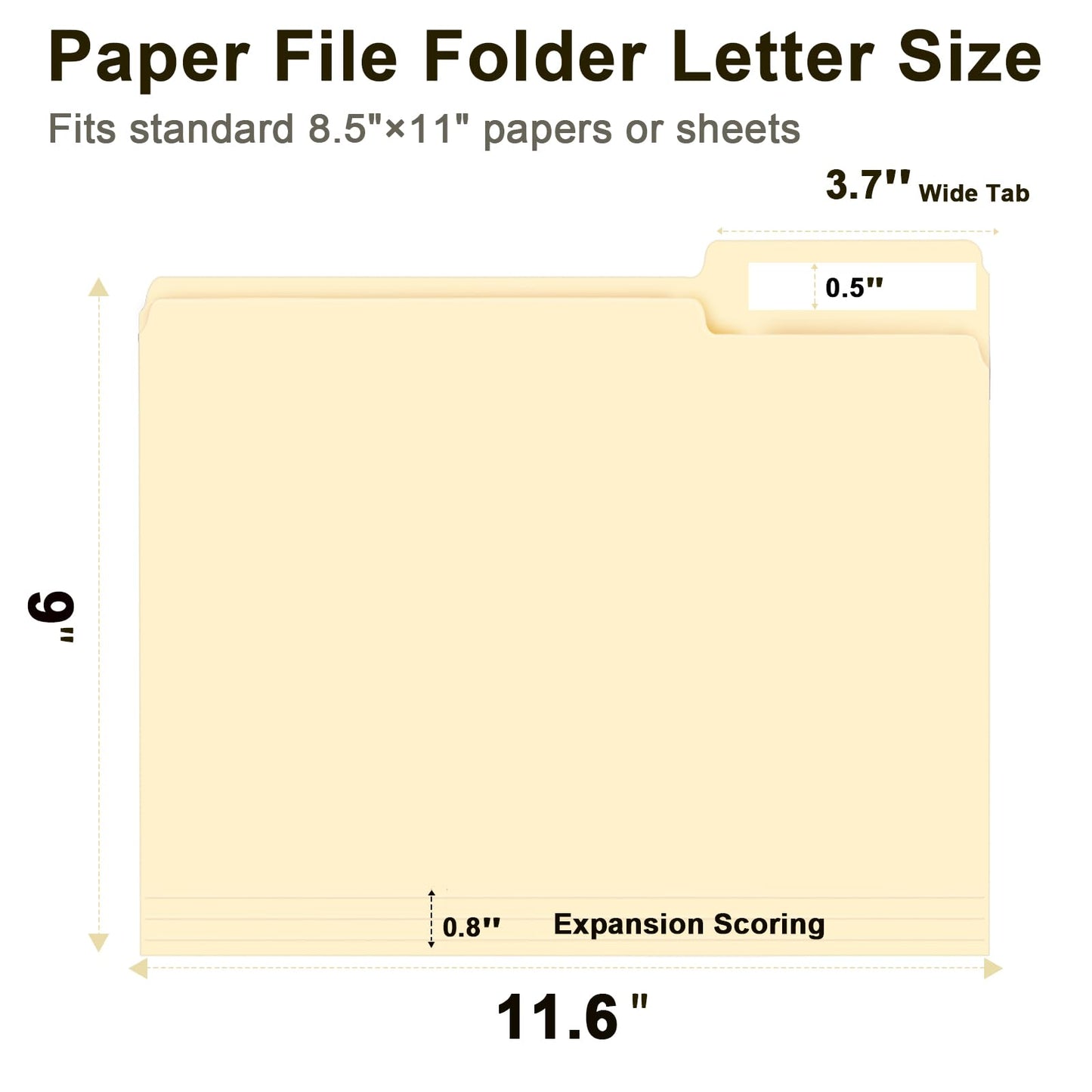 File Folder, RAZCC 100 Pack 1/3 Cut Tab File Folders Letter Size, Manila Folders, Folders with Tab, Great for Organizing and Easy File Storage