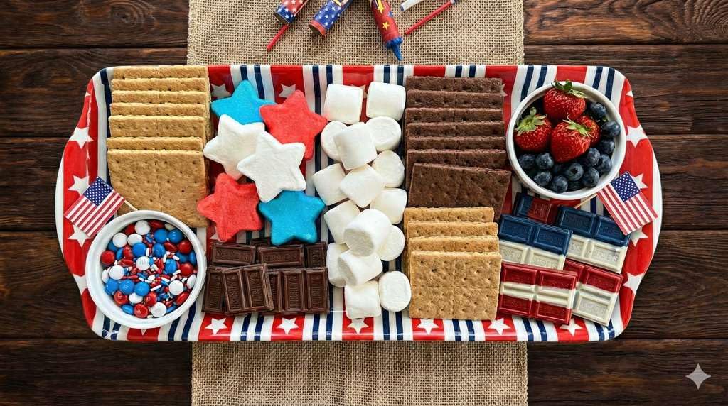 Sprinkles & Confetti Red White & Blue Stars & Stripes Melamine Serving Tray | The Go-to Patriotic Platter for 4th of July, Memorial Day, Summer Parties & Hosting | BPA-Free & Reusable