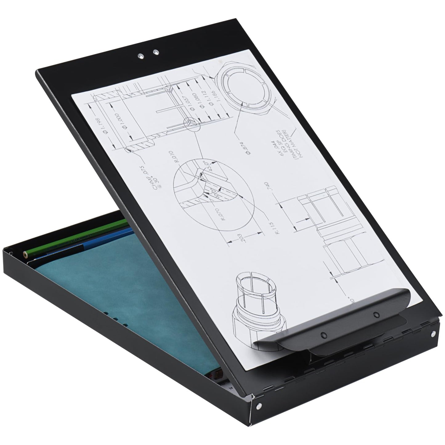 ZCZN Recycled Aluminum Storage Clipboard, Clipboard Box, Form Holder, Suitable for School, Office, Jobsite or Medical Staff, 9.25 x 13.78 Inches, Black