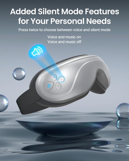 RENPHO Eyeris 2 - Extended Eye Massager with Heat and Vibration for Migraines, Eye Care, Heated Eye Mask with Bluetooth Music to Relieve Eye Strain and Dry Eyes, Improve Sleep, Birthday Gift