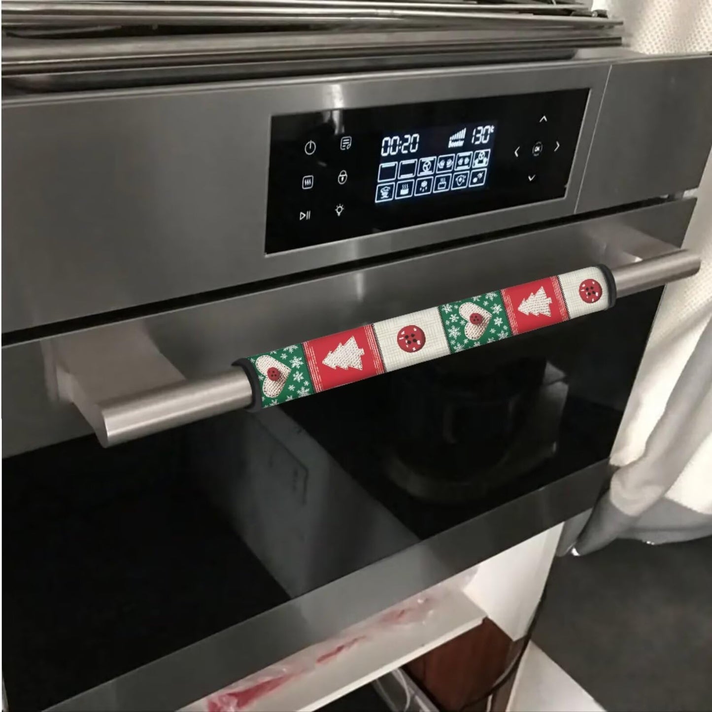 Hwzdsyxl Fridge Door Handle Covers Winter Kitchen Appliance Protective Gloves 6 PCS Anti-Scratch Refrigerator Handle Cover for Christmas Decor, Christmas Tree Heart Button Snowflake Print