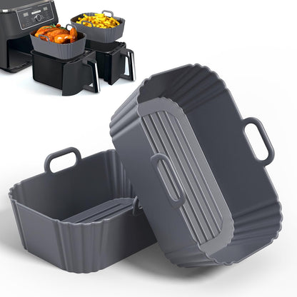 Silicone Air Fryer Liners 2 Pack, Reusable Liners Compatible for Ninja Foodi DZ201, DZ401, DZ550, COSORI, Chefman, Instant Air Fryer, and 6-in-1 8-10QT Air Fryer Baskets