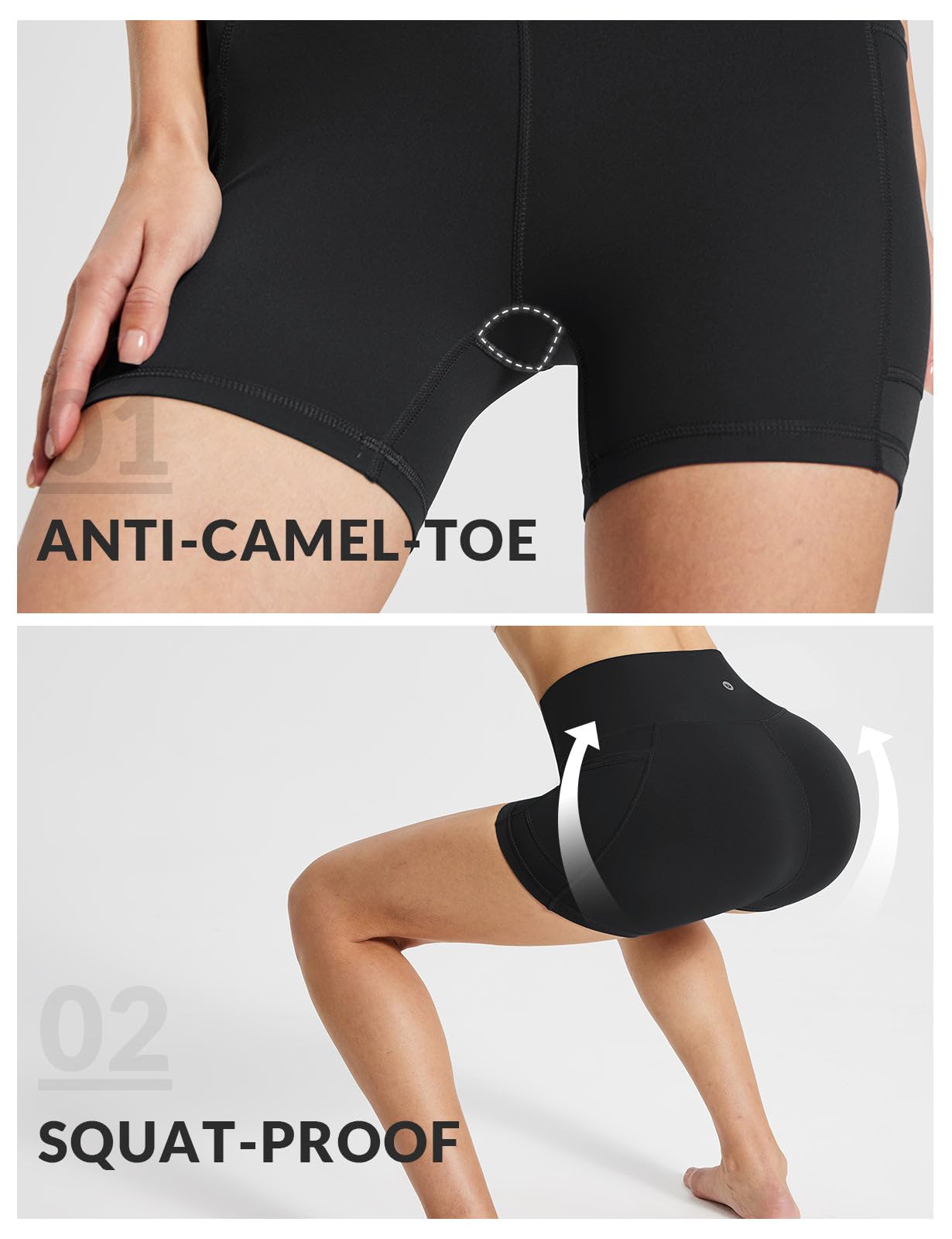 baleaf Womens Spandex Shorts 5" High Waisted Biker Workout Lycra Compression Shorts with Pockets Black XXL