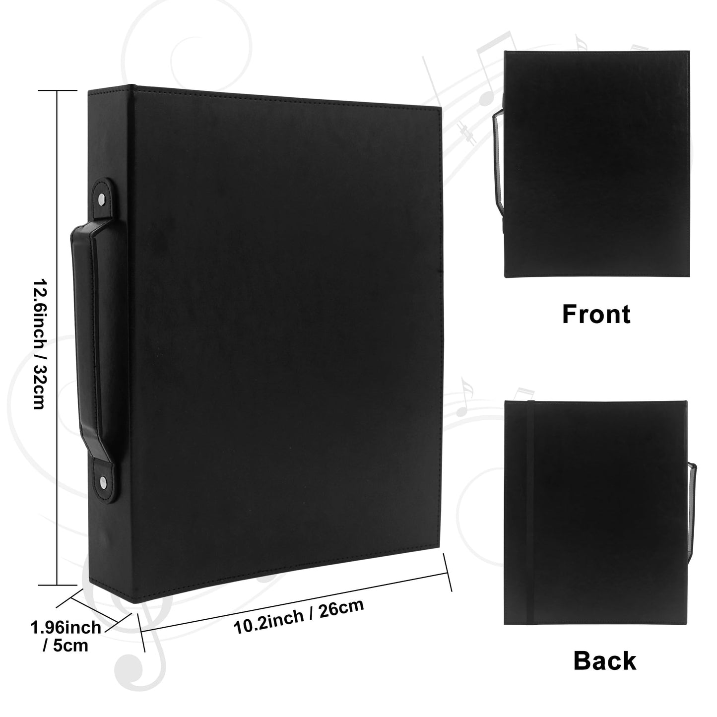 GraduatePro Large Capacity Sheet Music Folder with Hand Strap, 3 Rings Binder with Elastic Band for Choir and Performance, 10 Pockets for Sheets 8.5 * 11/A4