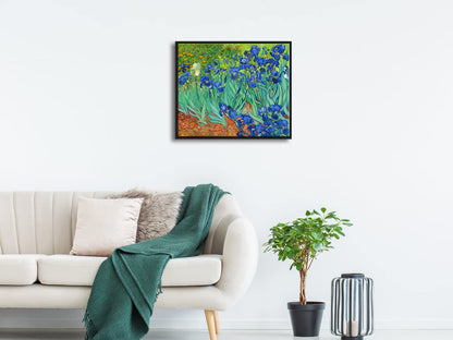 Wieco Art Irises Modern Stretched and Framed Floral Giclee Canvas Print By Van Gogh Famous Flowers Oil Paintings Reproduction Artwork Pictures on Canvas Wall Art for Bedroom Home Decorations