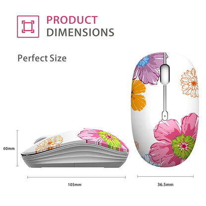 TENMOS M101 Wireless Mouse Cute Silent Computer Mice with USB Receiver, 2.4G Optical Wireless Travel Mouse 1600 DPI for Laptop, Notebook, PC, Computer (Butterfly)