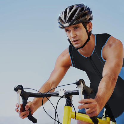 Triathlon Suits Mens One-Piece Sleeveless Trisuits Skin Wet Suit for Running Cycling Swimming