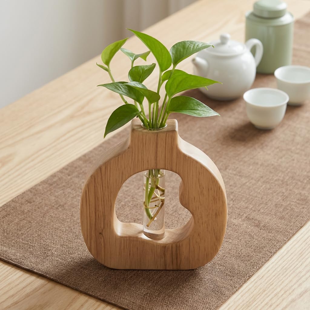 Plant Propagation Station Hanging Stand with Glass Vases for Plants Wall Hanging Wood Stand Indoor Levitating Plant Pot Air Holder Window Boxes for Decor Flowers Holder Test Tubes