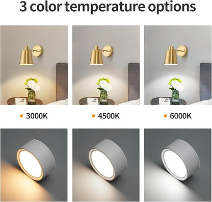 2 Pack Gold Wireless Battery Operated Wall Sconces, Dimmable Battery Powered Wall Decor Set of 2, Cordless Indoor Wall Light Lamp with Remote Control for Bedroom Living Room