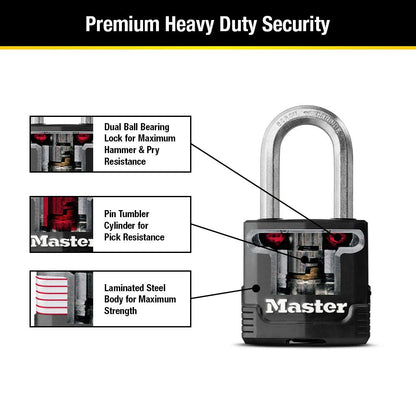 Master Lock Magnum Heavy Duty Outdoor Padlock with Key, Weather Resistant Body and Cut Resistant Shackle make Lock Perfect for Fences, Gates, Sheds, M115XDLF