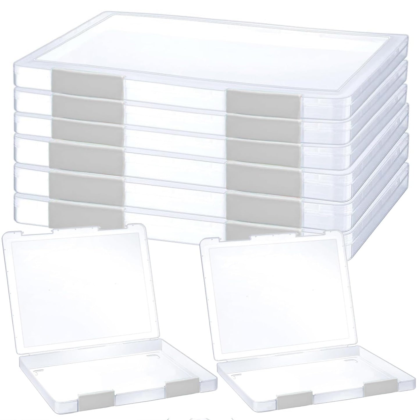 LonlyEagle 6 Pcs Clear A4 File Portable Project Case, Plastic Storage Box for 8.5" x 11" Letter Paper, Scrapbook Paper Storage Boxes Documents Magazines Holder