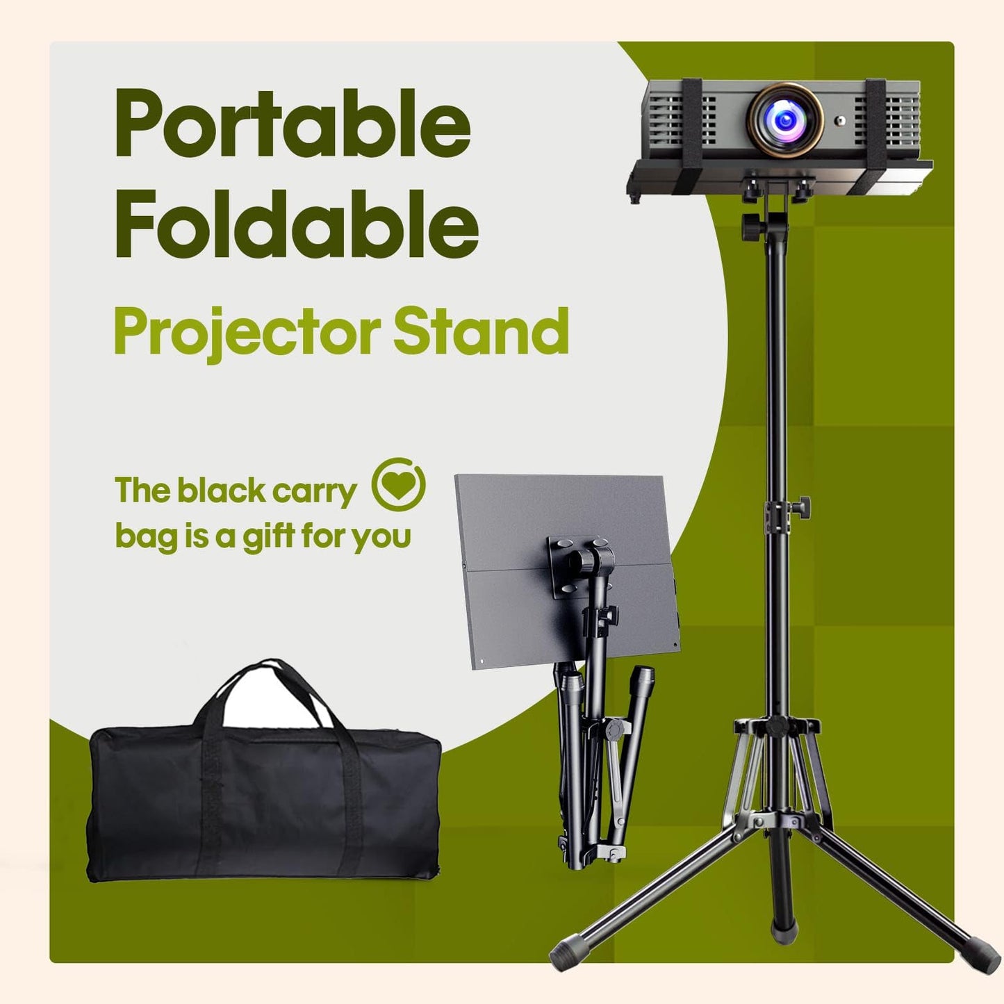 ORWOD Projector Stand Laptop Tripod - Portable Tripod Adjustable Height 20 to 60 Inch, Projector Stand with Gooseneck Phone Holder ＆ Mouse Tray, Laptop Floor Stand for Podium, Studio, DJ Racks