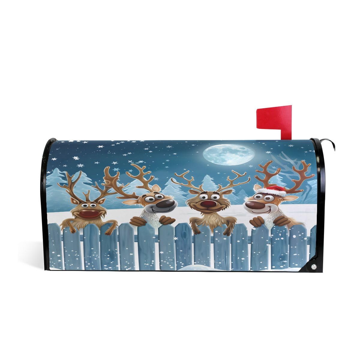 SUABO Christmas Reindeer Mailbox Cover Magnetic Mailbox Wrap Post Letter Box Cover Home Decorative for Standard Mailboxes