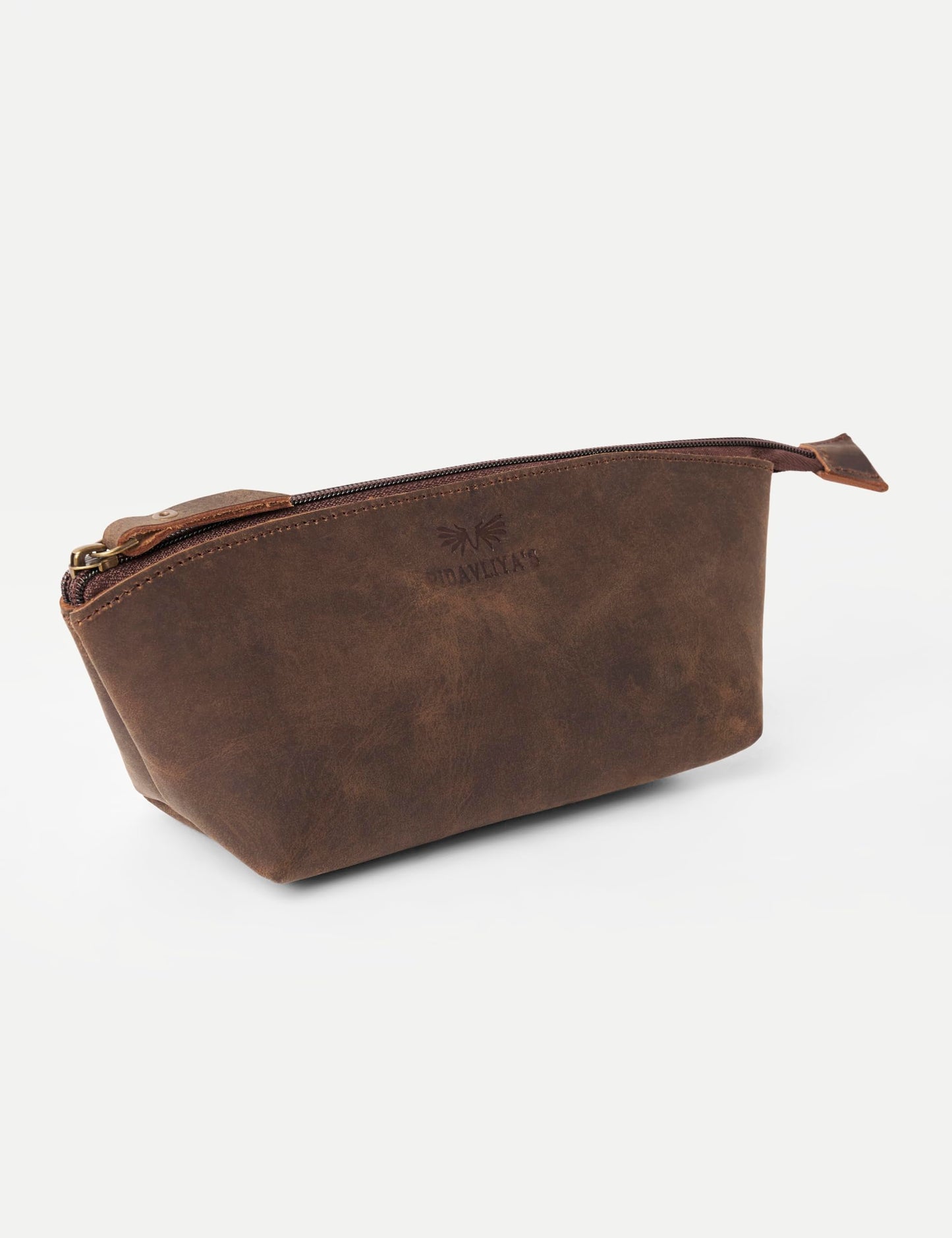 PIDAVLIYA'S Genuine Leather Versatile Gondola Style Handbag - Cosmetic, Toiletry, Makeup, Shaving Organizer Bag - Dopp Kits - Unisex (Brown)