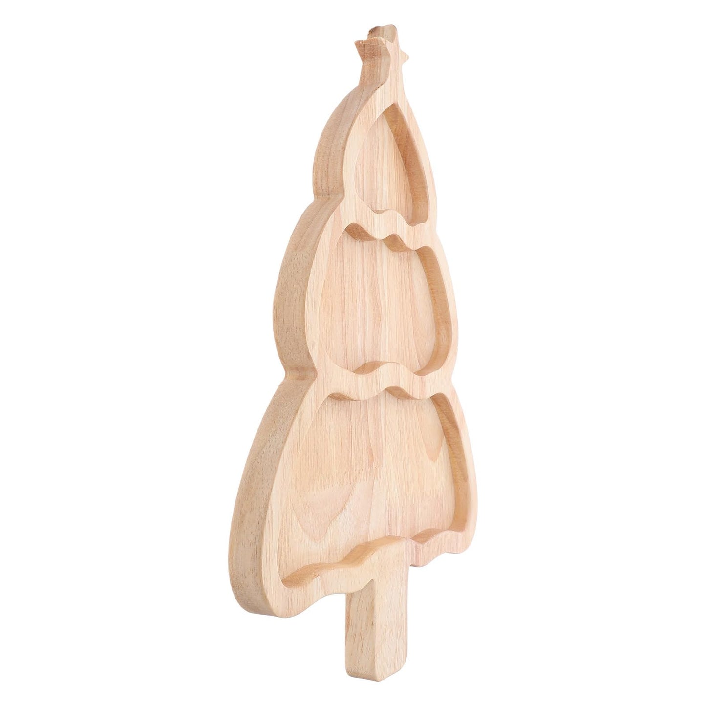 jojofuny Christmas Tree Serving Tray Bamboo Snack Platter - Divided Holiday Party Dining Plate For Appetizers Candy And Desserts - Christmas Tree Charcuterie Platter For Family Gatherings