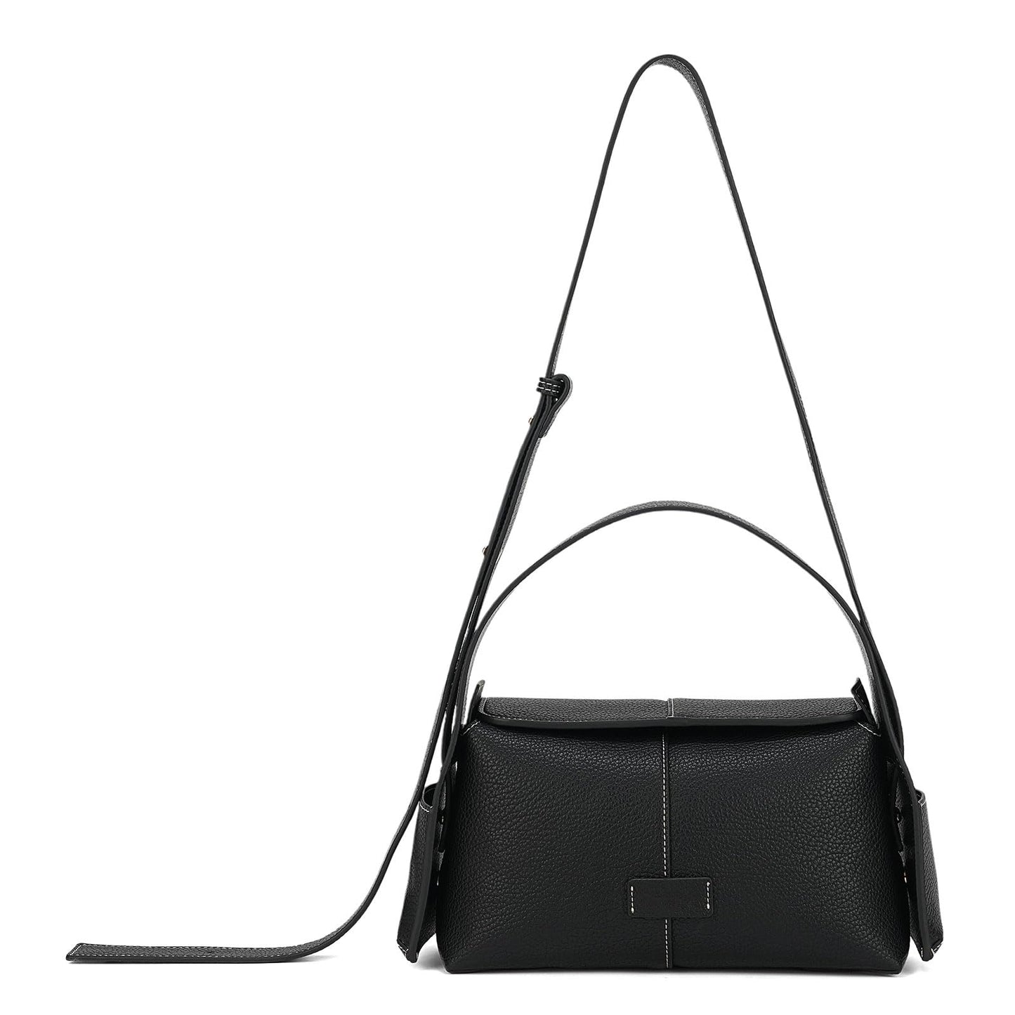 Goinsound Trendy Shoulder Purses Medium Black Handbags For Women Leather Crossbody Bag With Adjustable Strap
