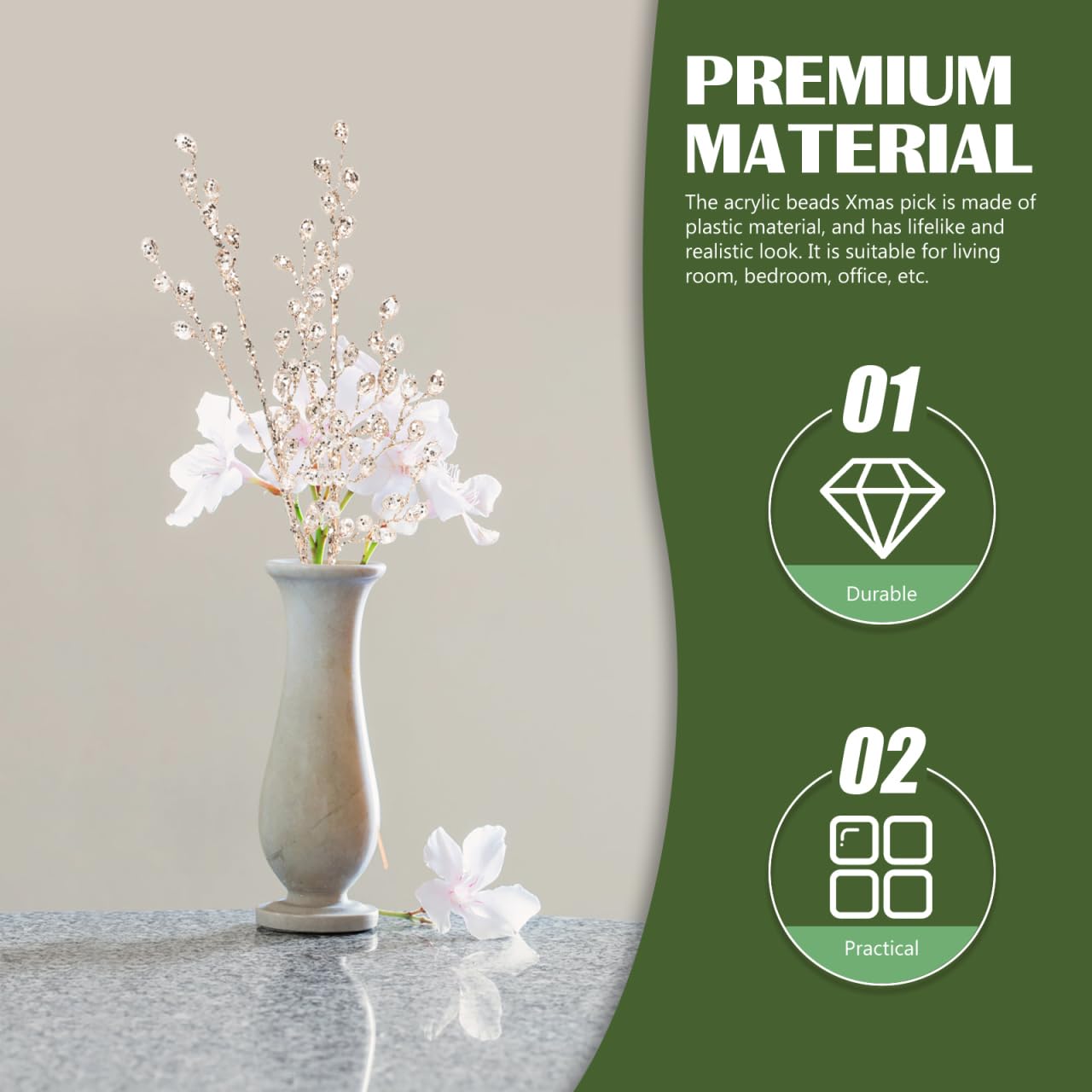 Homoyoyo 2PCS Crystal Christmas Tree Picks Artificial Crystal Picks for Christmas Tree Home Wedding Party Home Decoration DIY Crafts Wreaths Bridal Bouquets Decors Clear