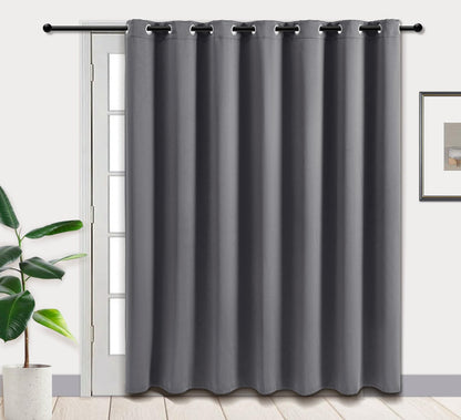 PI Blackout Sliding Door Curtains 84 INCHES Long,Grommet Thermal Insulated Room Divider Door Curtains Window Treatment for Living Room/Bedroom/French Door/Patio/Home Decoration(Dark Grey,W100XL84)